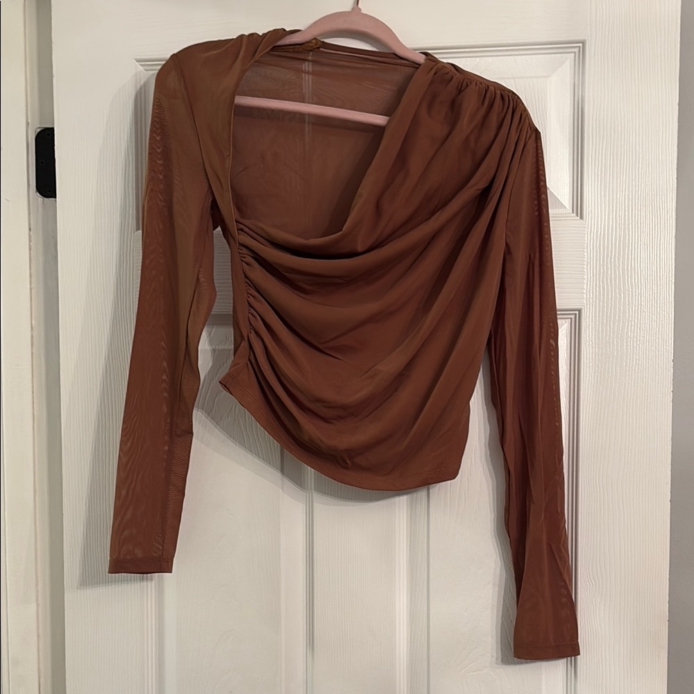 Elegant Brown Drape Top